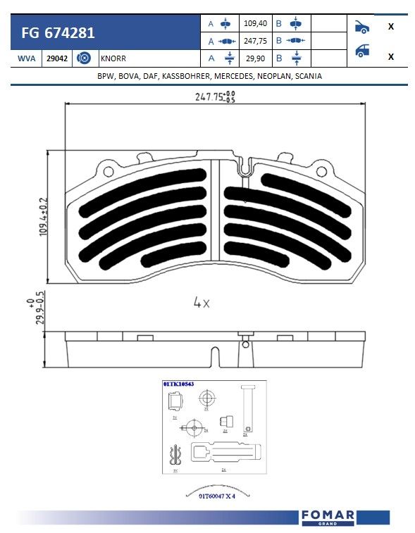 Set placute frana,frana disc FG 674281 FOMAR Friction